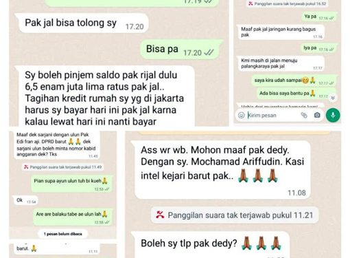 Isi chat WA dari terduga penipu yang mengaku sebagai tim BPK-RI, kejaksaan, dan anggota DPRD.