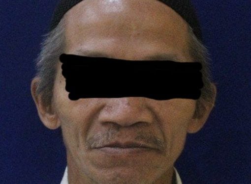 Tersangka S alias Raja Rambut (63). Diduga mencabuli dua anak di bawah umur