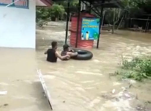 Banjir akibat luapan Bendungan Trinsing di Barito Utara