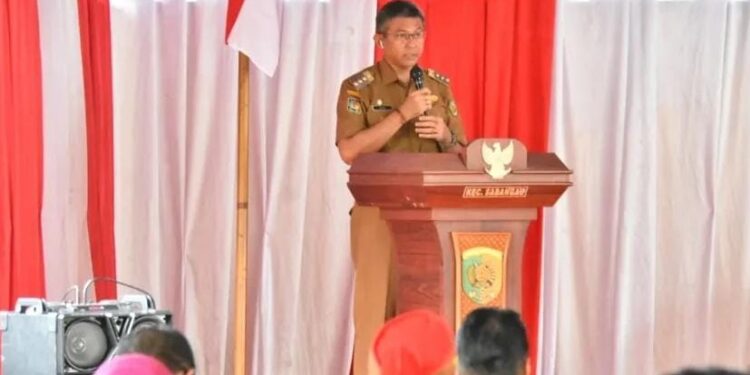 Pj Wali Kota Palangka Raya Saat memberikan sambutan di Musrenbang Sebangau.